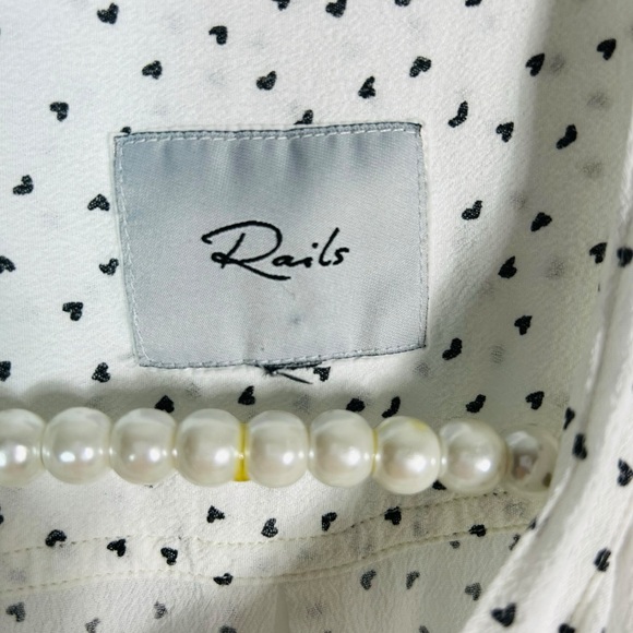 RAILS | White Long Sleeve Rayon Heart Colette Button Down Neck Tie Size Large - Picture 11 of 11